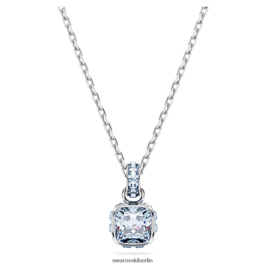 Swarovski Geburtsstein-Anhänger im Quadratschliff März, blau, rhodiniert Schmuck HLT448191