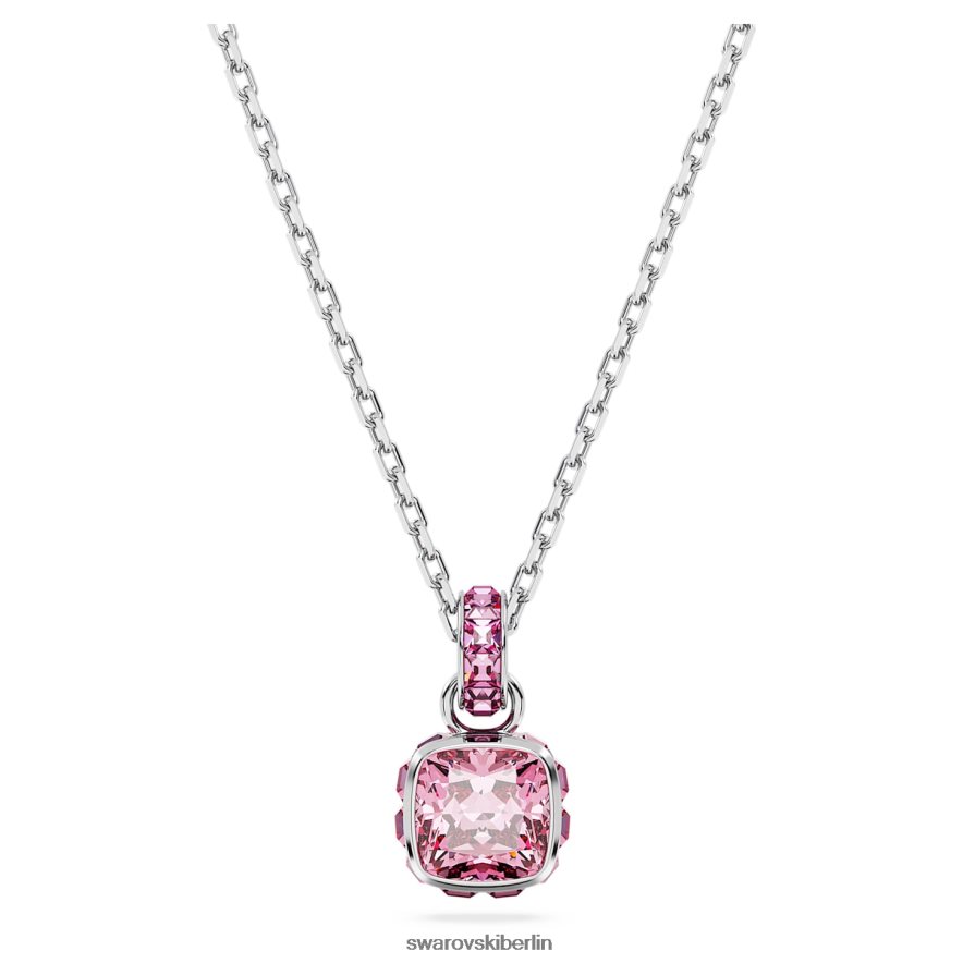 Swarovski Geburtsstein-Anhänger im Quadratschliff Oktober, rosa, rhodiniert Schmuck HLT448196