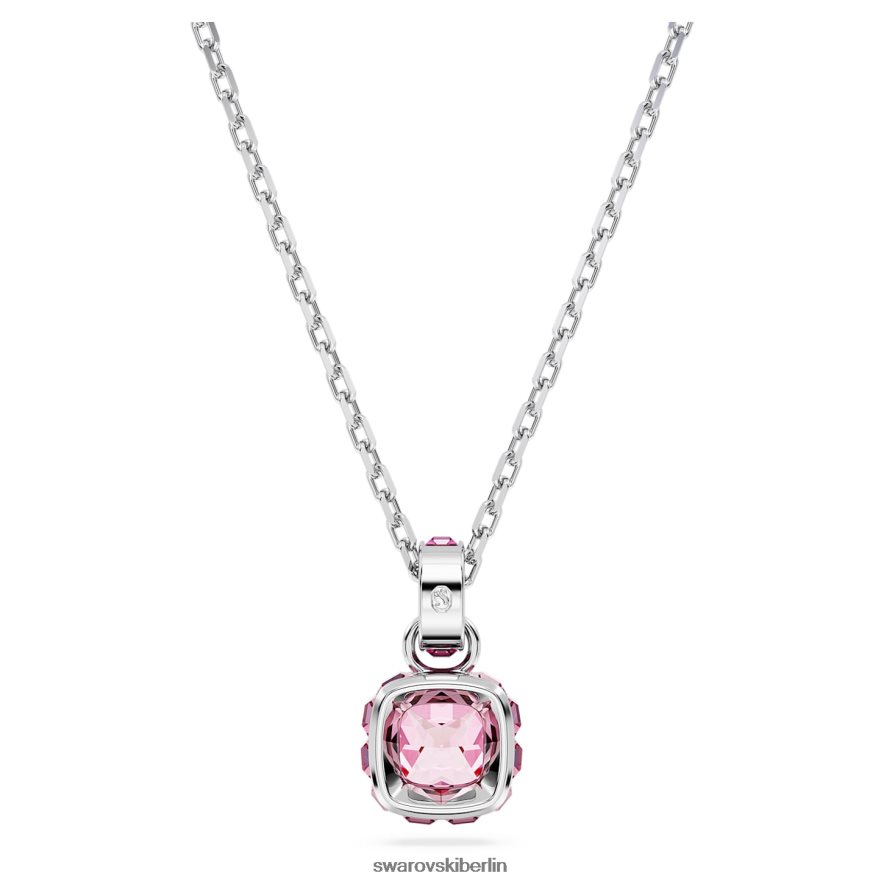 Swarovski Geburtsstein-Anhänger im Quadratschliff Oktober, rosa, rhodiniert Schmuck HLT448196