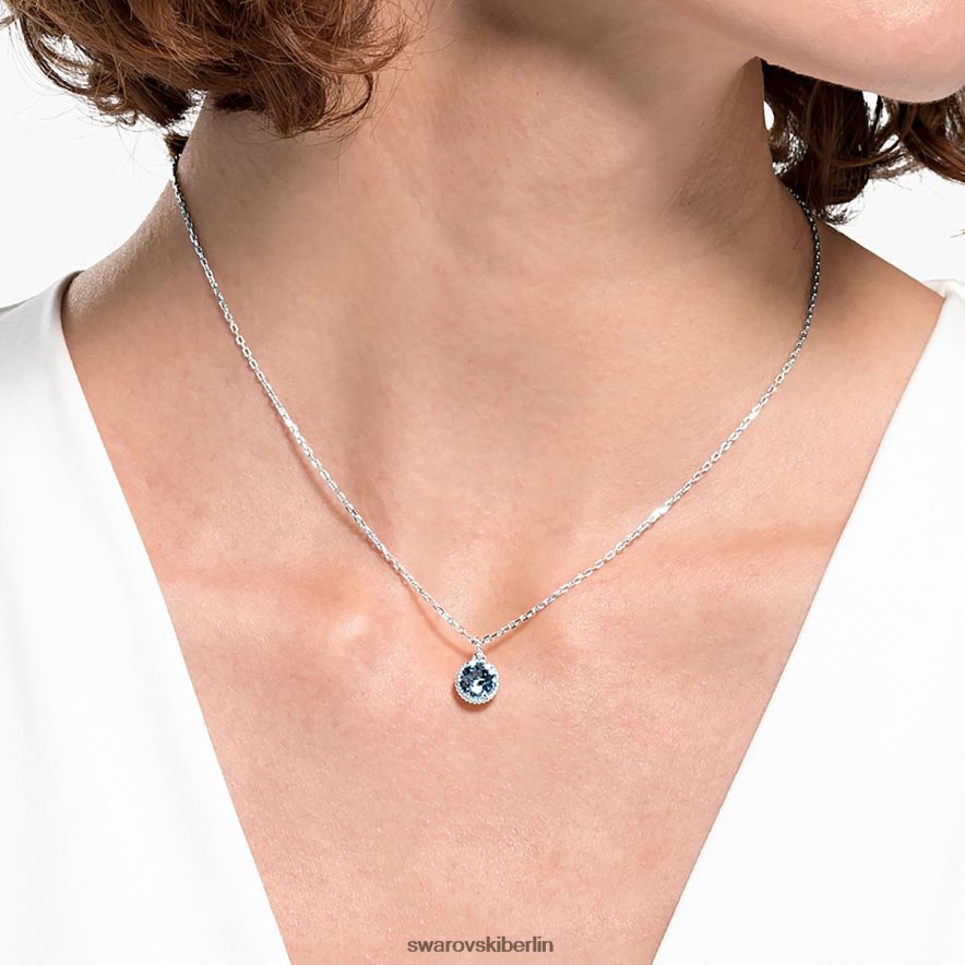 Swarovski Geburtssteinanhänger im Rundschliff März, blau, rhodiniert Schmuck HLT448299