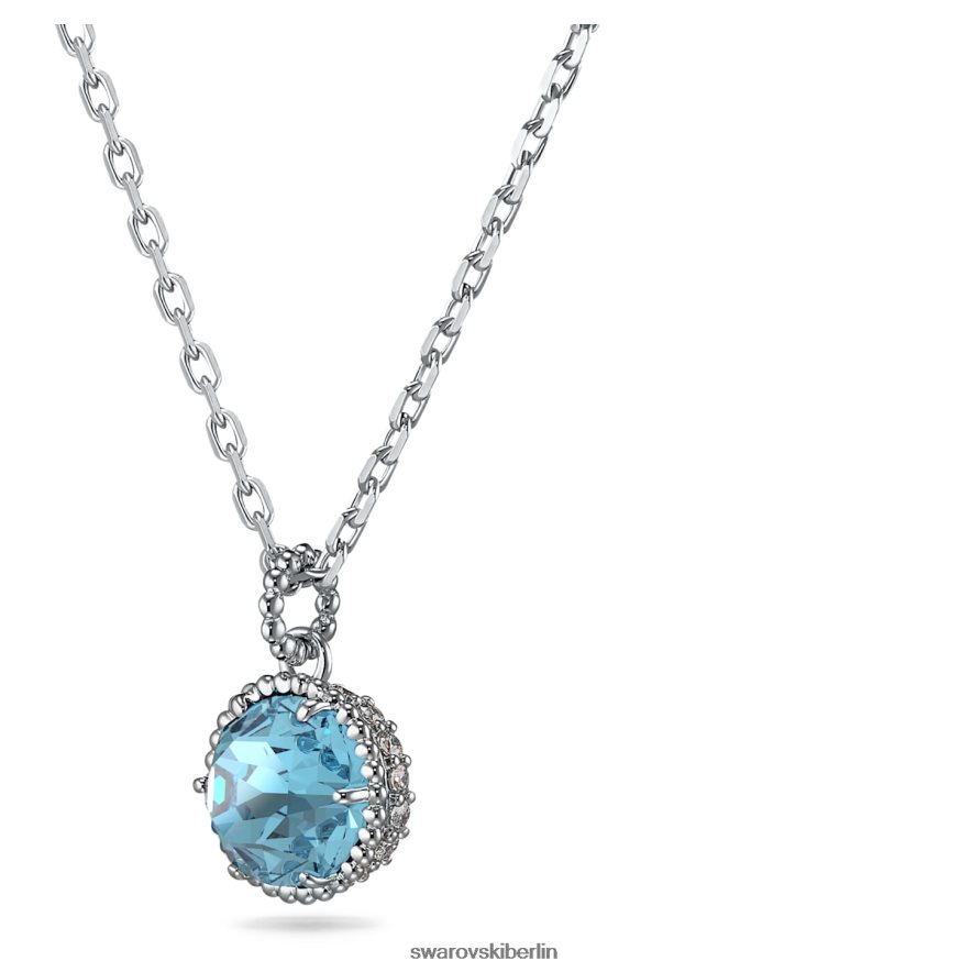 Swarovski Geburtssteinanhänger im Rundschliff März, blau, rhodiniert Schmuck HLT448299