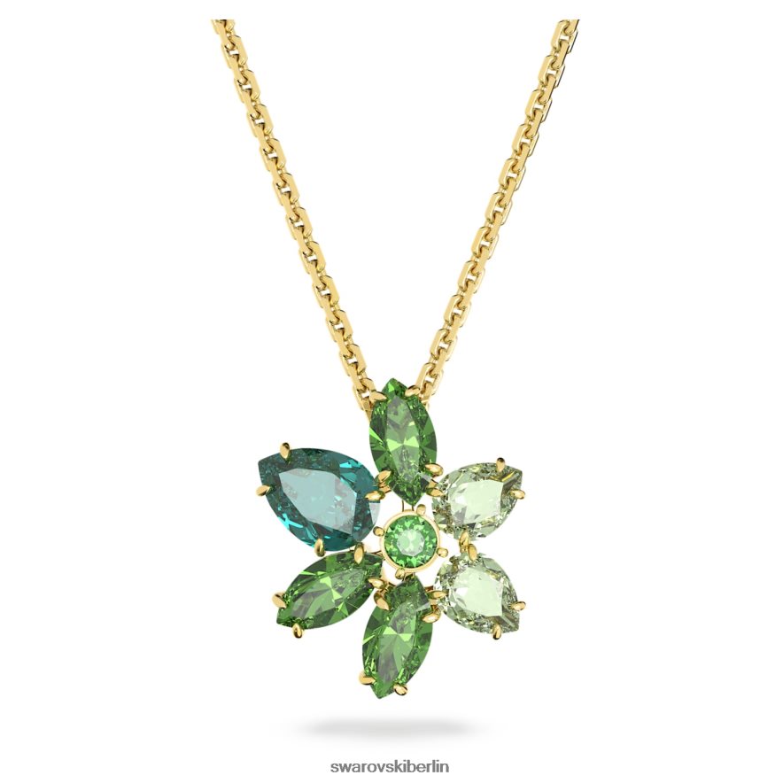 Swarovski Gema-Anhänger Mischschliffe, Blume, grün, vergoldet Schmuck HLT448163
