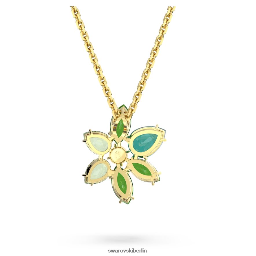 Swarovski Gema-Anhänger Mischschliffe, Blume, grün, vergoldet Schmuck HLT448163