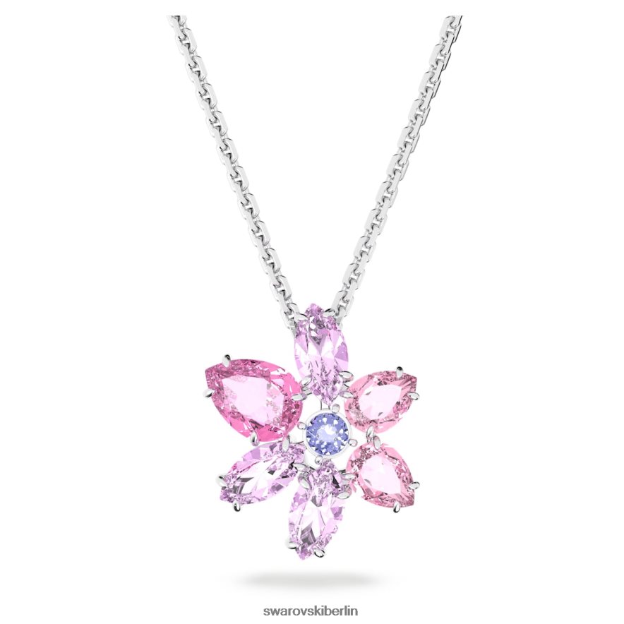 Swarovski Gema-Anhänger Mischschliffe, Blume, rosa, rhodiniert Schmuck HLT448161