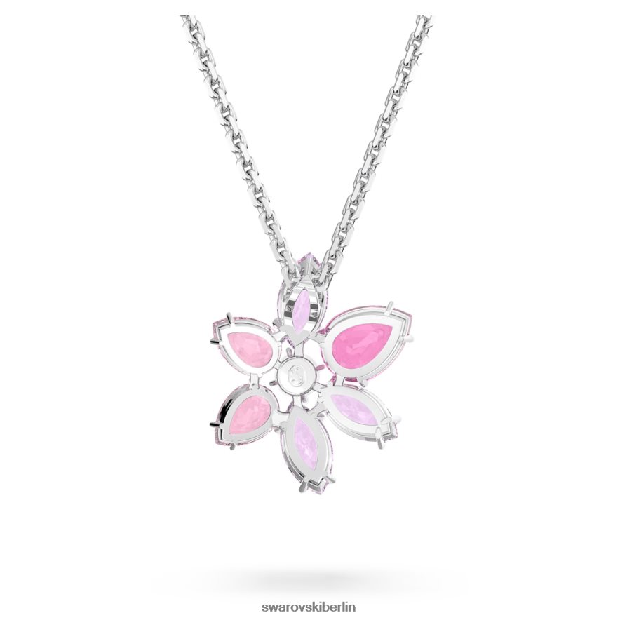 Swarovski Gema-Anhänger Mischschliffe, Blume, rosa, rhodiniert Schmuck HLT448161