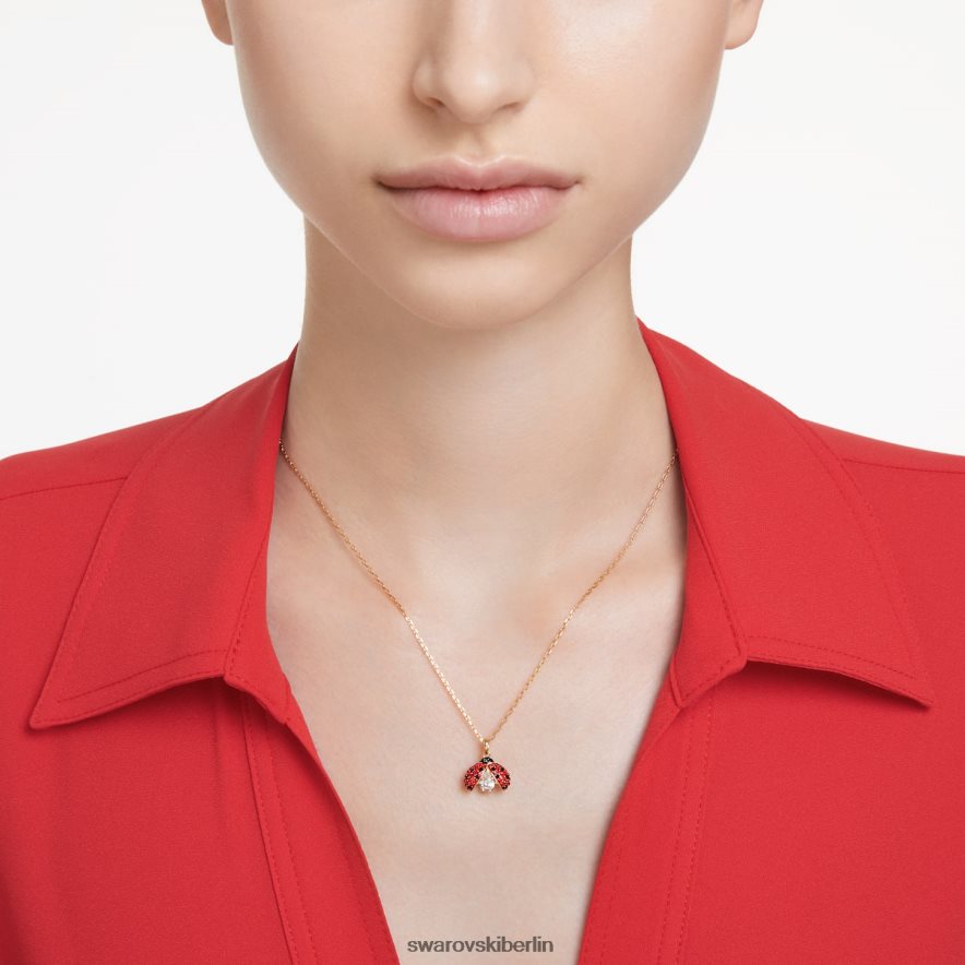 Swarovski Idylle-Anhänger Marienkäfer, rot, vergoldet Schmuck HLT448277