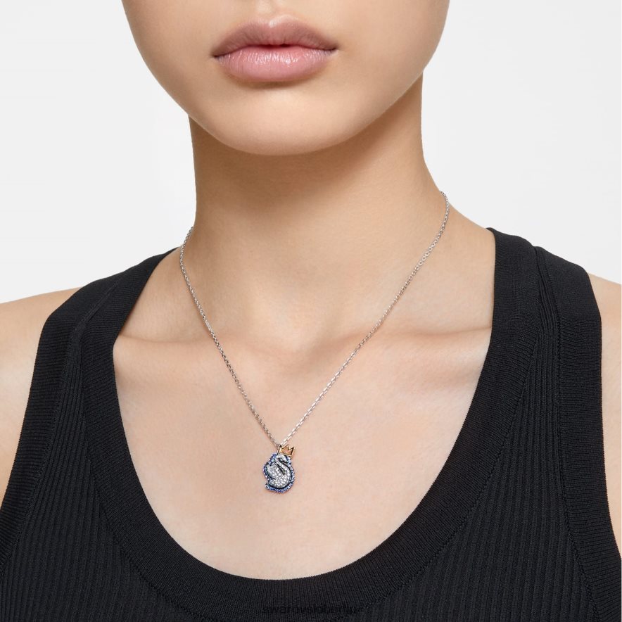 Swarovski Pop-Schwan-Anhänger Schwan, blau, rhodiniert Schmuck HLT448284