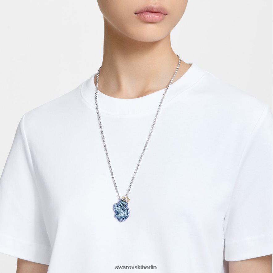 Swarovski Pop-Schwan-Anhänger Schwan, blau, rhodiniert Schmuck HLT448291