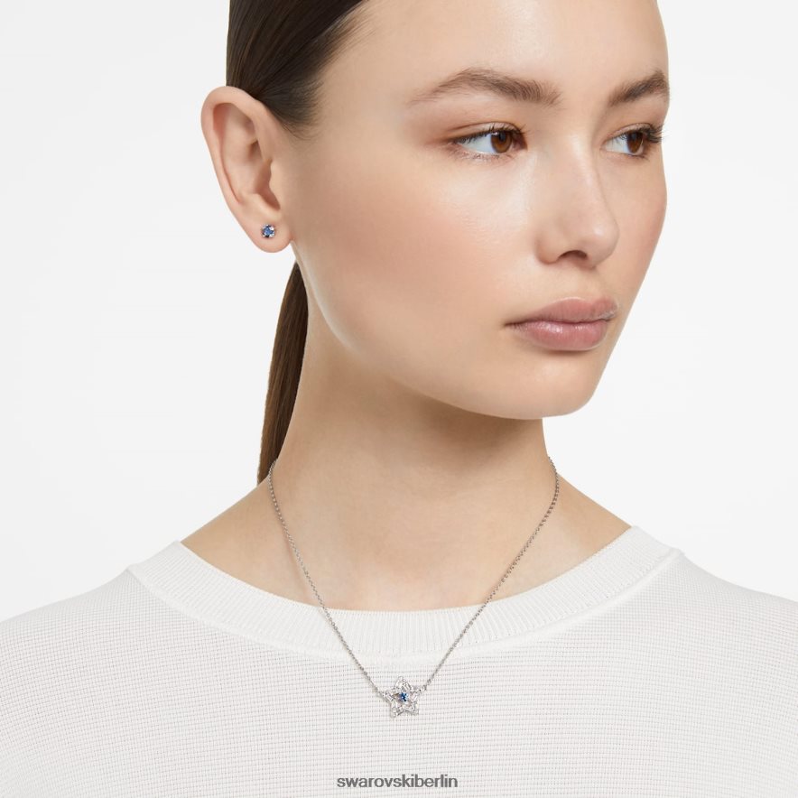 Swarovski Stella-Anhänger Mischschliffe, Stern, blau, rhodiniert Schmuck HLT448225