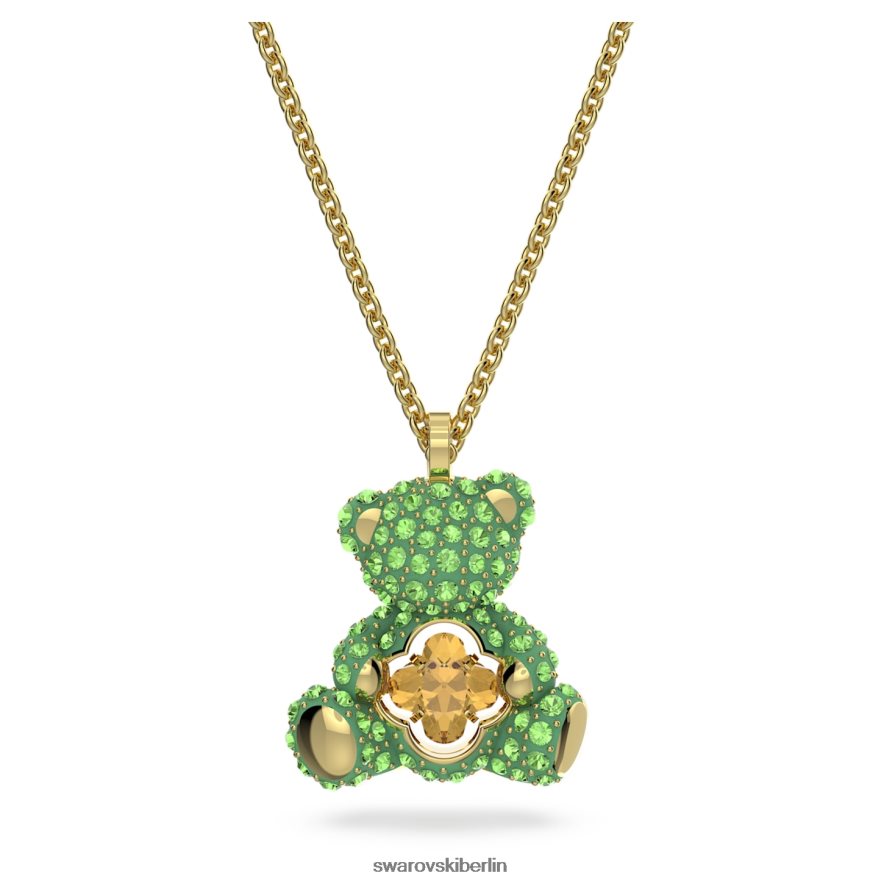 Swarovski Teddy-Anhänger Bär, grün, vergoldet Schmuck HLT448325