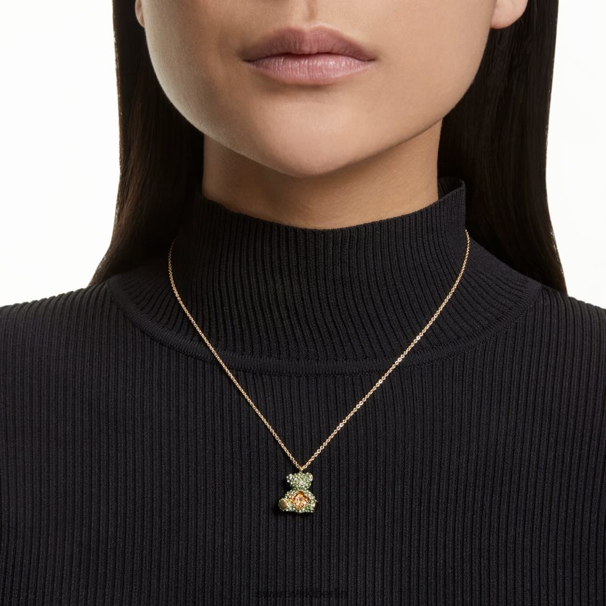 Swarovski Teddy-Anhänger Bär, grün, vergoldet Schmuck HLT448325
