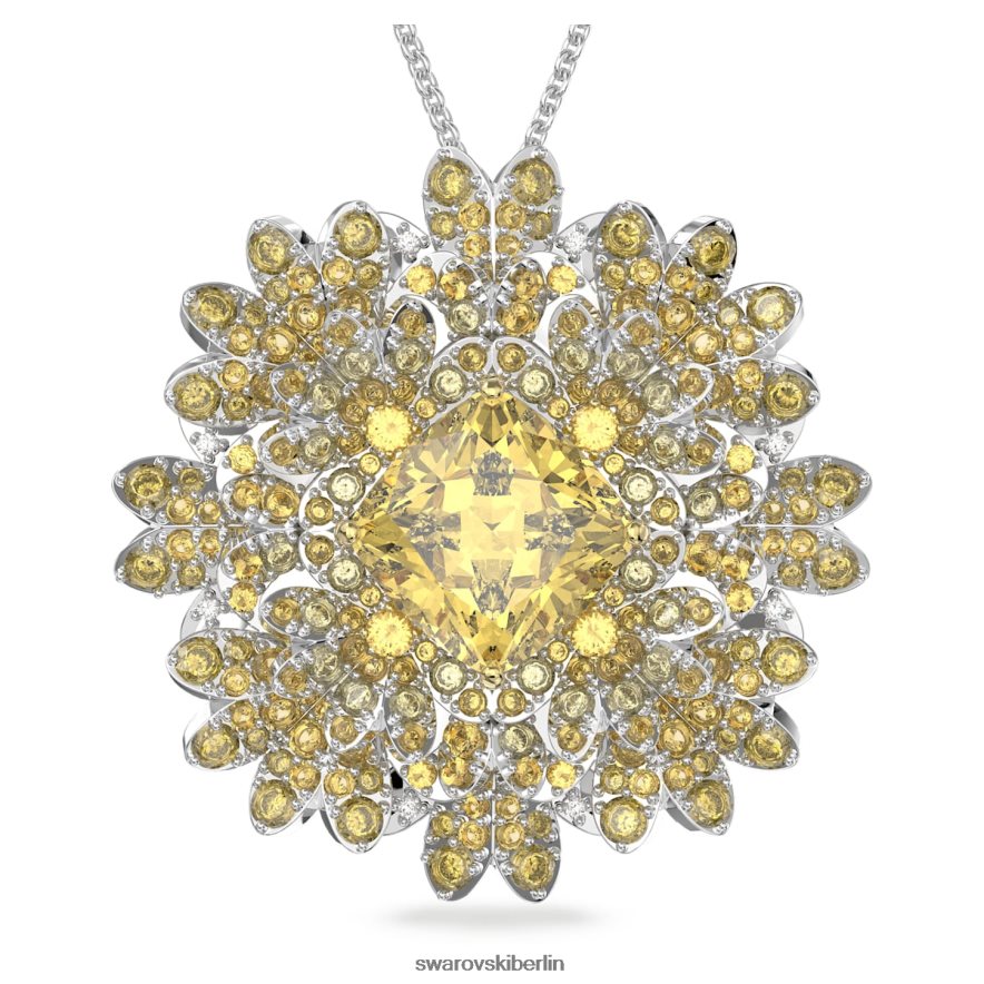 Swarovski ewiger Blumenanhänger und Brosche Blume, gelb, Metallmix-Finish Schmuck HLT448229
