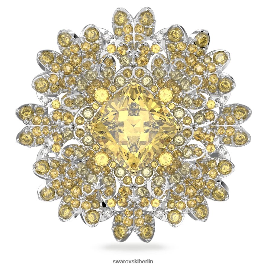 Swarovski ewiger Blumenanhänger und Brosche Blume, gelb, Metallmix-Finish Schmuck HLT448229