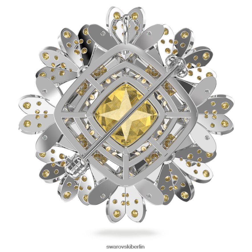 Swarovski ewiger Blumenanhänger und Brosche Blume, gelb, Metallmix-Finish Schmuck HLT448229