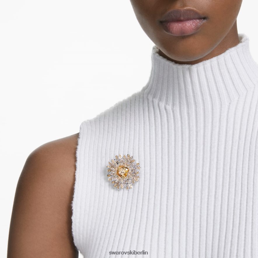 Swarovski ewiger Blumenanhänger und Brosche Blume, gelb, Metallmix-Finish Schmuck HLT448229