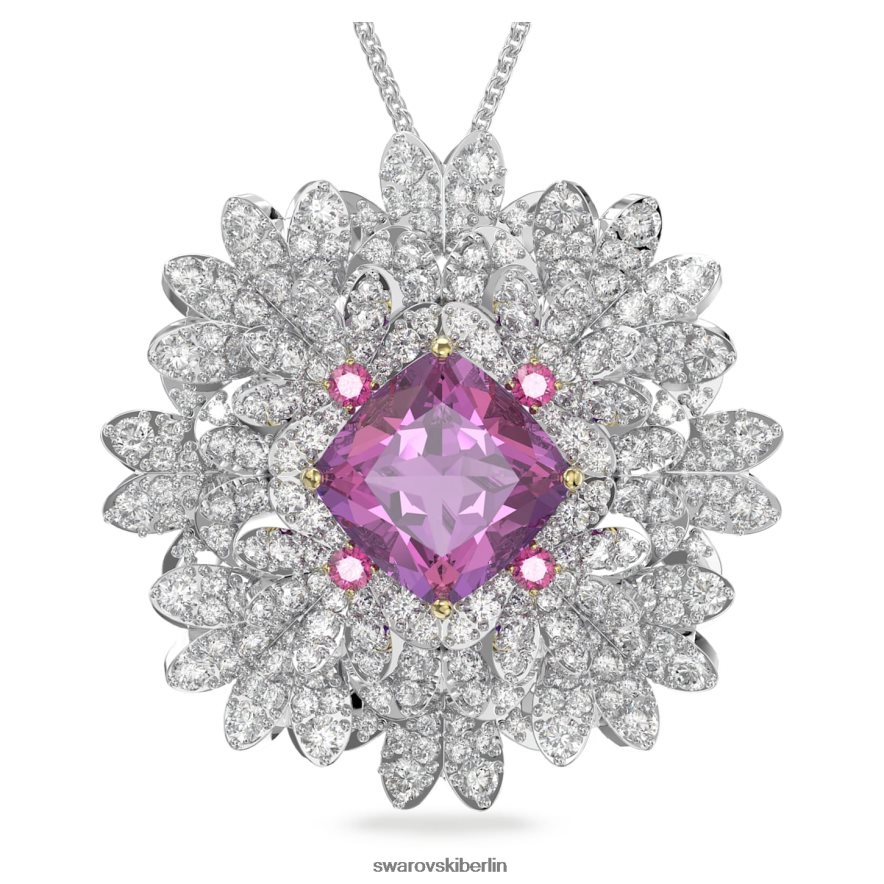 Swarovski ewiger Blumenanhänger und Brosche Blume, rosa, Metallmix-Finish Schmuck HLT448336