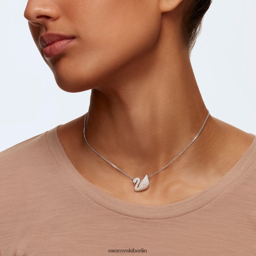 Swarovski ikonischer Schwanenanhänger Schwan, beige, rhodiniert Schmuck HLT448334