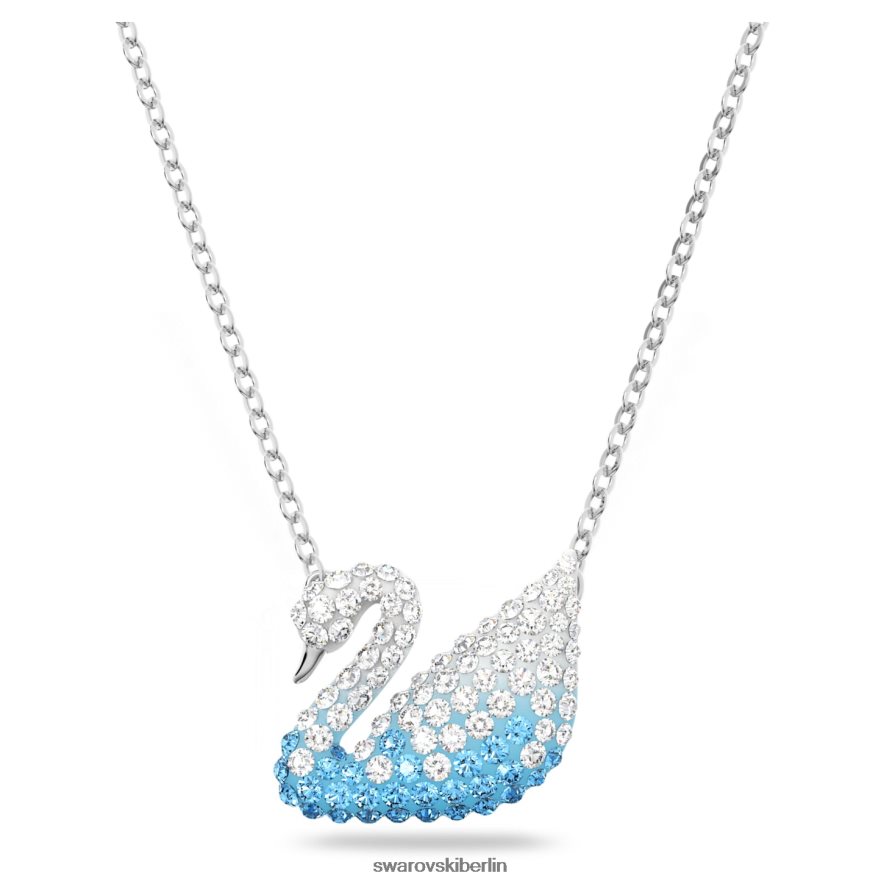 Swarovski ikonischer Schwanenanhänger Schwan, blau, rhodiniert Schmuck HLT448305