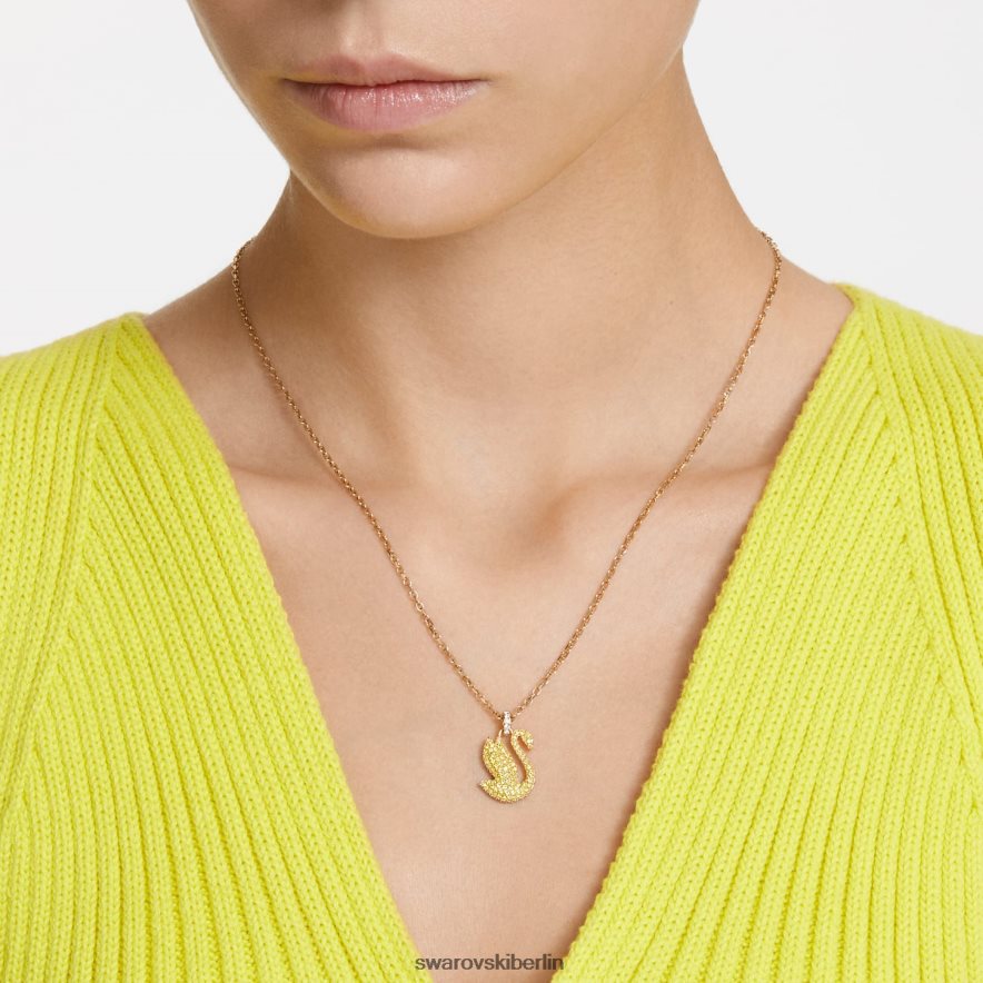 Swarovski ikonischer Schwanenanhänger Schwan, gelb, vergoldet Schmuck HLT448257
