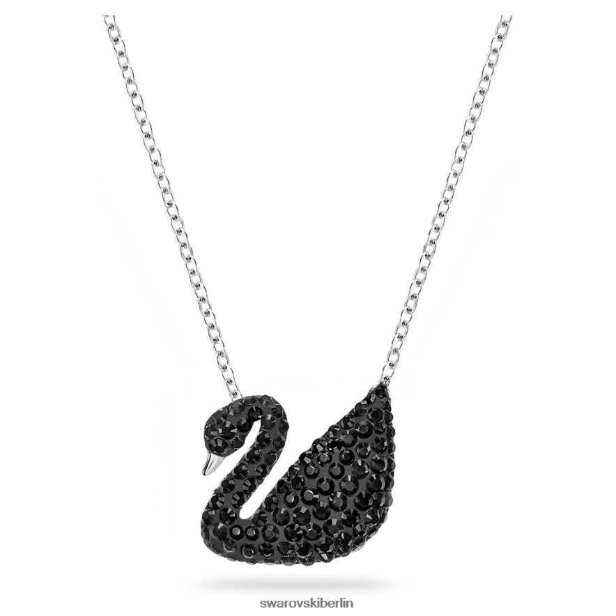 Swarovski ikonischer Schwanenanhänger Schwan, schwarz, rhodiniert Schmuck HLT448179