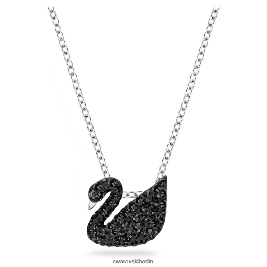 Swarovski ikonischer Schwanenanhänger Schwan, schwarz, rhodiniert Schmuck HLT448201