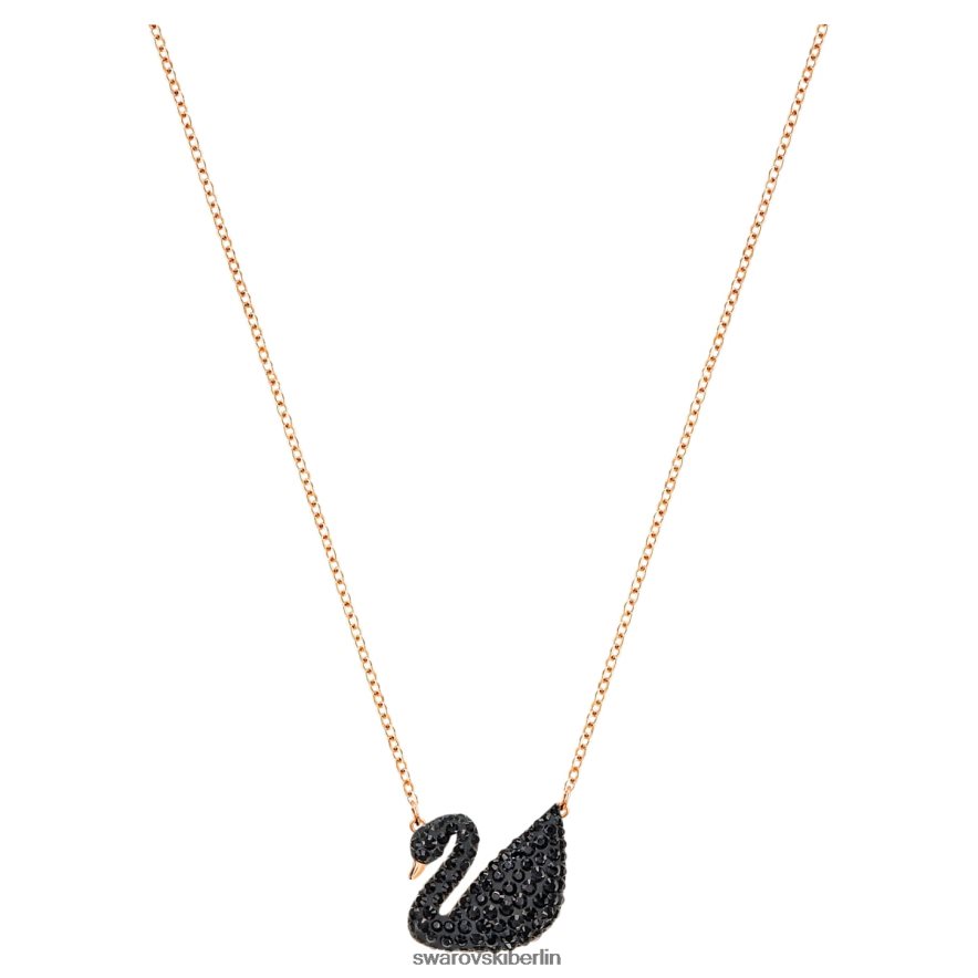 Swarovski ikonischer Schwanenanhänger Schwan, schwarz, rosévergoldet Schmuck HLT448168