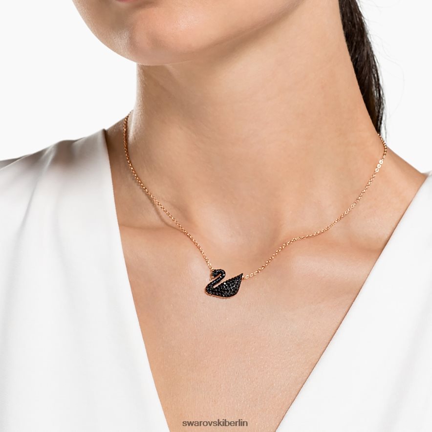 Swarovski ikonischer Schwanenanhänger Schwan, schwarz, rosévergoldet Schmuck HLT448168