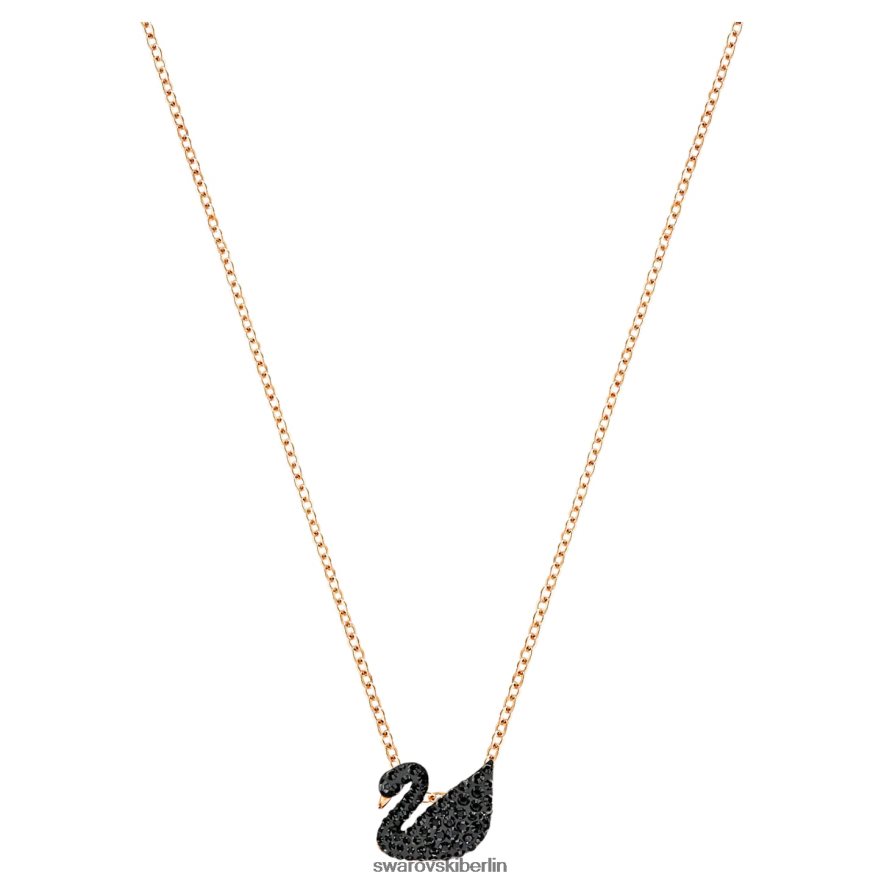 Swarovski ikonischer Schwanenanhänger Schwan, schwarz, rosévergoldet Schmuck HLT448174