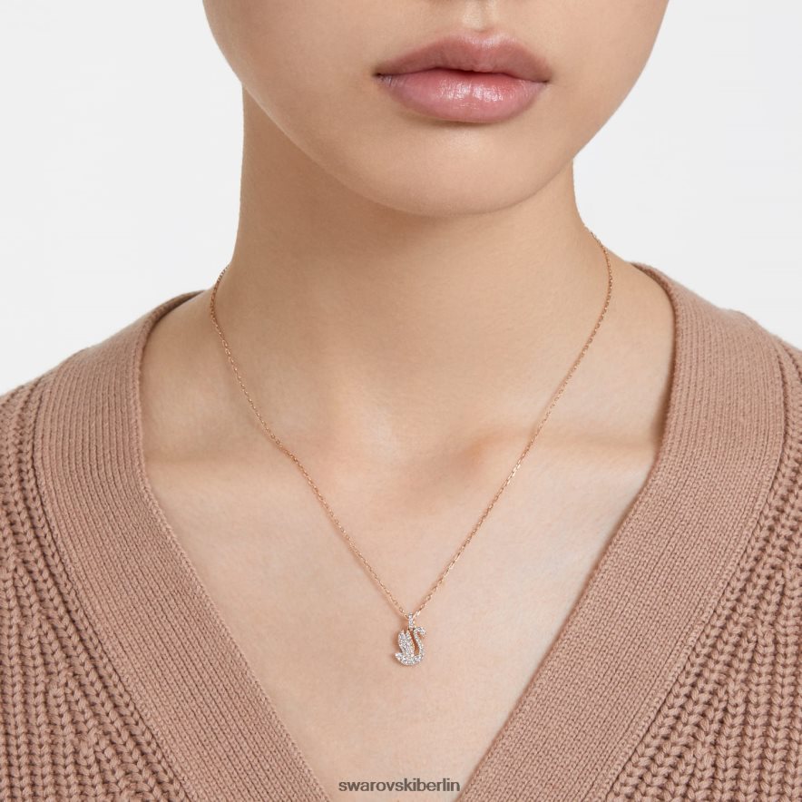 Swarovski ikonischer Schwanenanhänger Schwan, weiß, rosévergoldet Schmuck HLT448252
