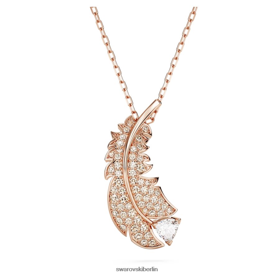 Swarovski schöner Anhänger Feder, weiß, rosévergoldet Schmuck HLT448280
