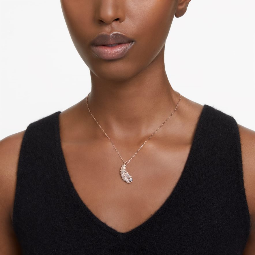 Swarovski schöner Anhänger Feder, weiß, rosévergoldet Schmuck HLT448280