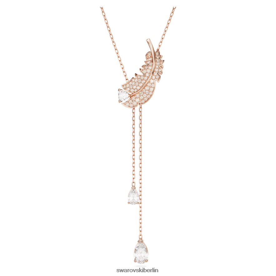 Swarovski schöner Y-Anhänger Feder, weiß, rosévergoldet Schmuck HLT448279