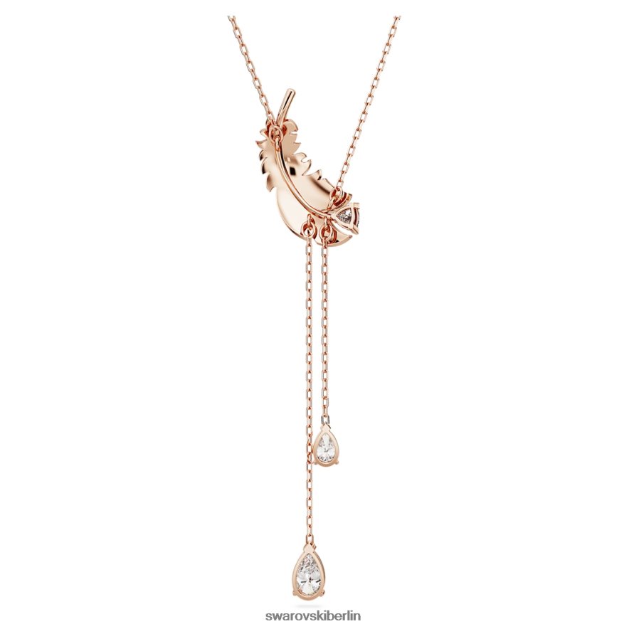 Swarovski schöner Y-Anhänger Feder, weiß, rosévergoldet Schmuck HLT448279