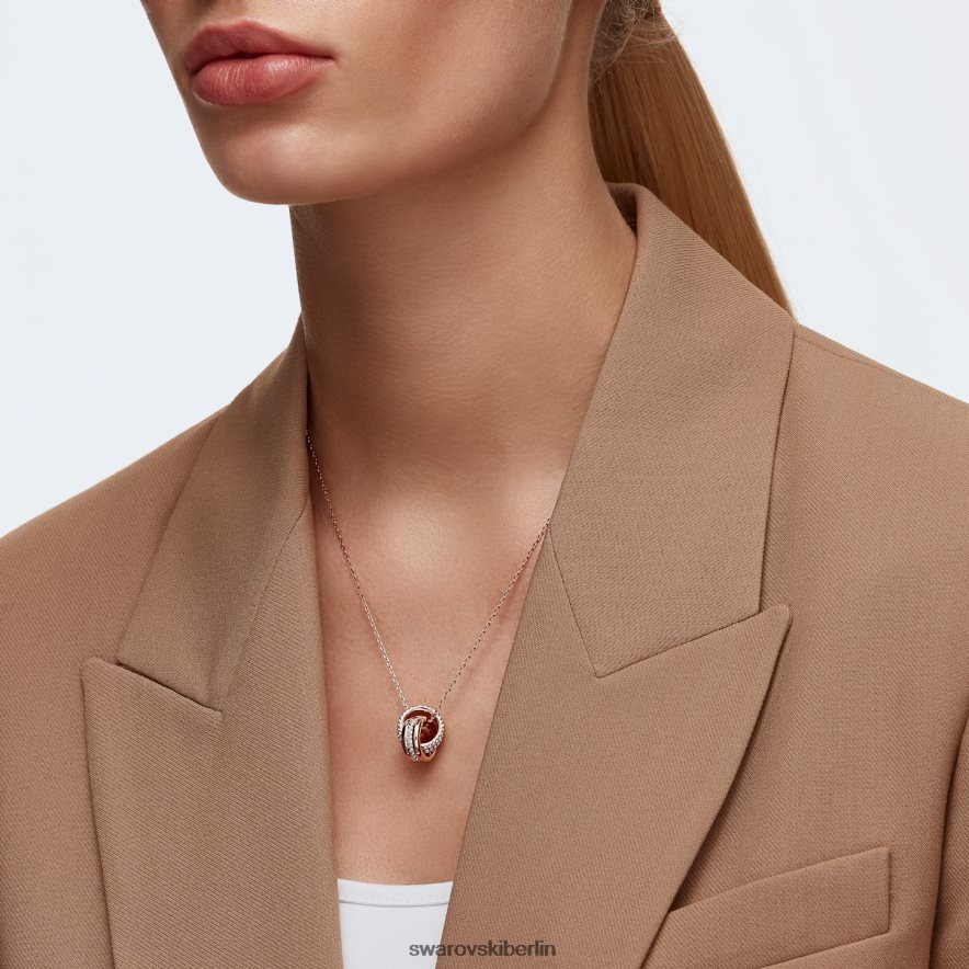 Swarovski weiterer Anhänger Pavé, ineinander verschlungene Kreise, weiß, rosévergoldet Schmuck HLT448189