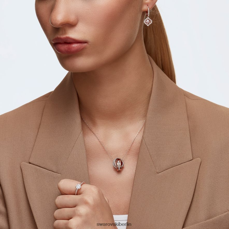 Swarovski weiterer Anhänger Pavé, ineinander verschlungene Kreise, weiß, rosévergoldet Schmuck HLT448189