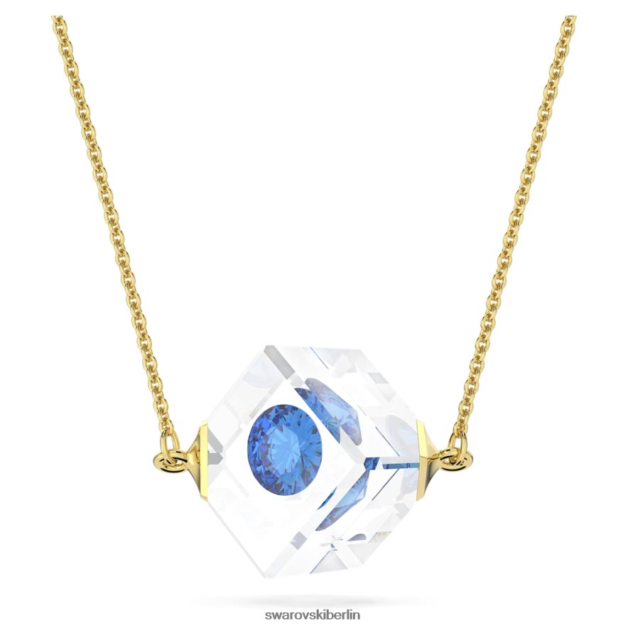 Swarovski Curiosa-Halskette schwebender Chaton, blau, vergoldet Schmuck HLT448145