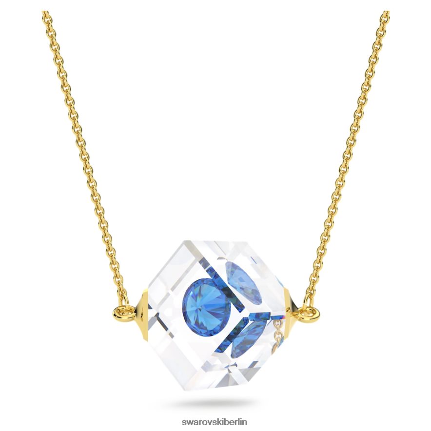 Swarovski Curiosa-Halskette schwebender Chaton, blau, vergoldet Schmuck HLT448145