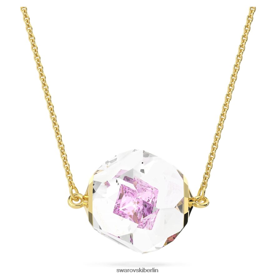Swarovski Curiosa-Halskette schwebender Chaton, rosa, vergoldet Schmuck HLT448149