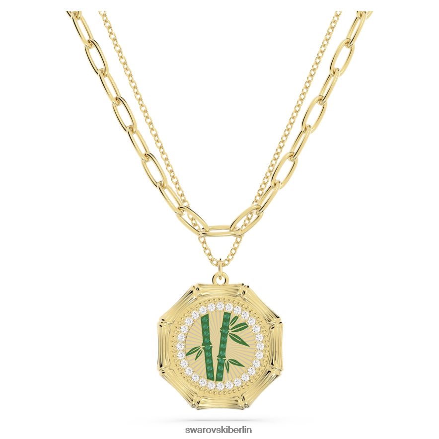 Swarovski Dellium-Halskette Bambus, grün, vergoldet Schmuck HLT448122