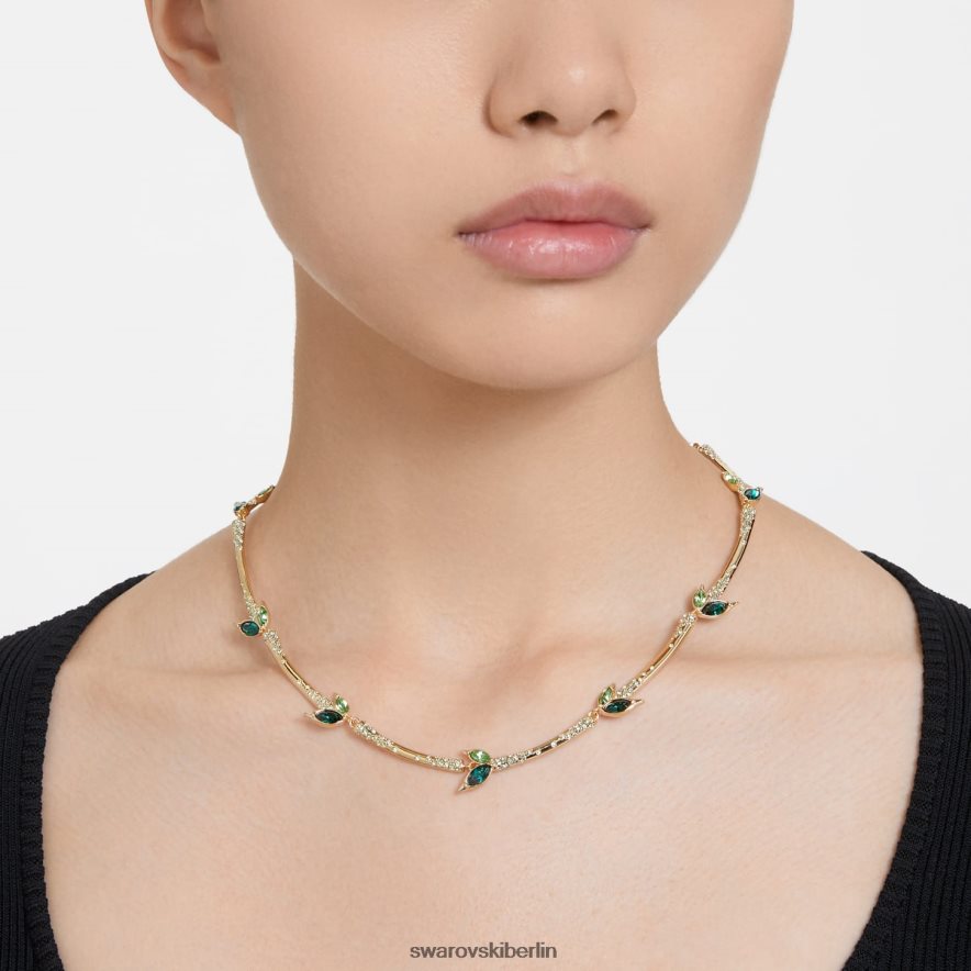 Swarovski Dellium-Halskette Bambus, grün, vergoldet Schmuck HLT448142