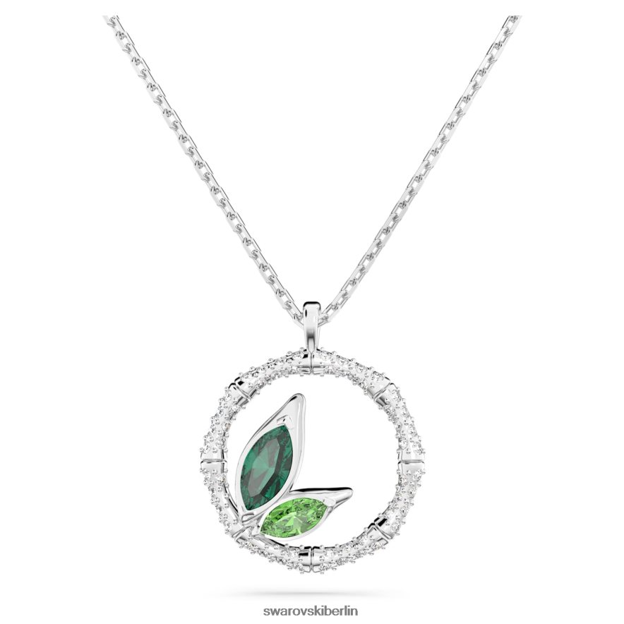 Swarovski Dellium-Halskette runde Form, Bambus, grün, rhodiniert Schmuck HLT44887