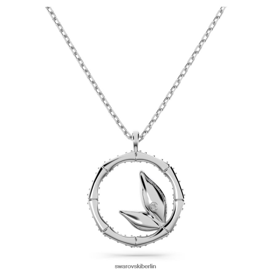 Swarovski Dellium-Halskette runde Form, Bambus, grün, rhodiniert Schmuck HLT44887