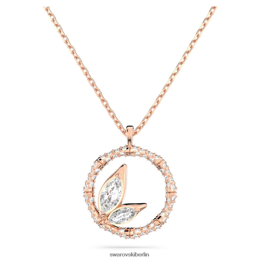 Swarovski Dellium-Halskette runde Form, Bambus, weiß, rosévergoldet Schmuck HLT44896