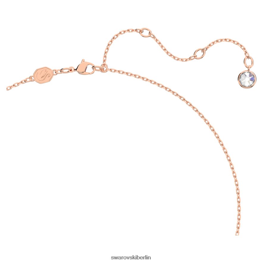 Swarovski Dellium-Halskette runde Form, Bambus, weiß, rosévergoldet Schmuck HLT44896