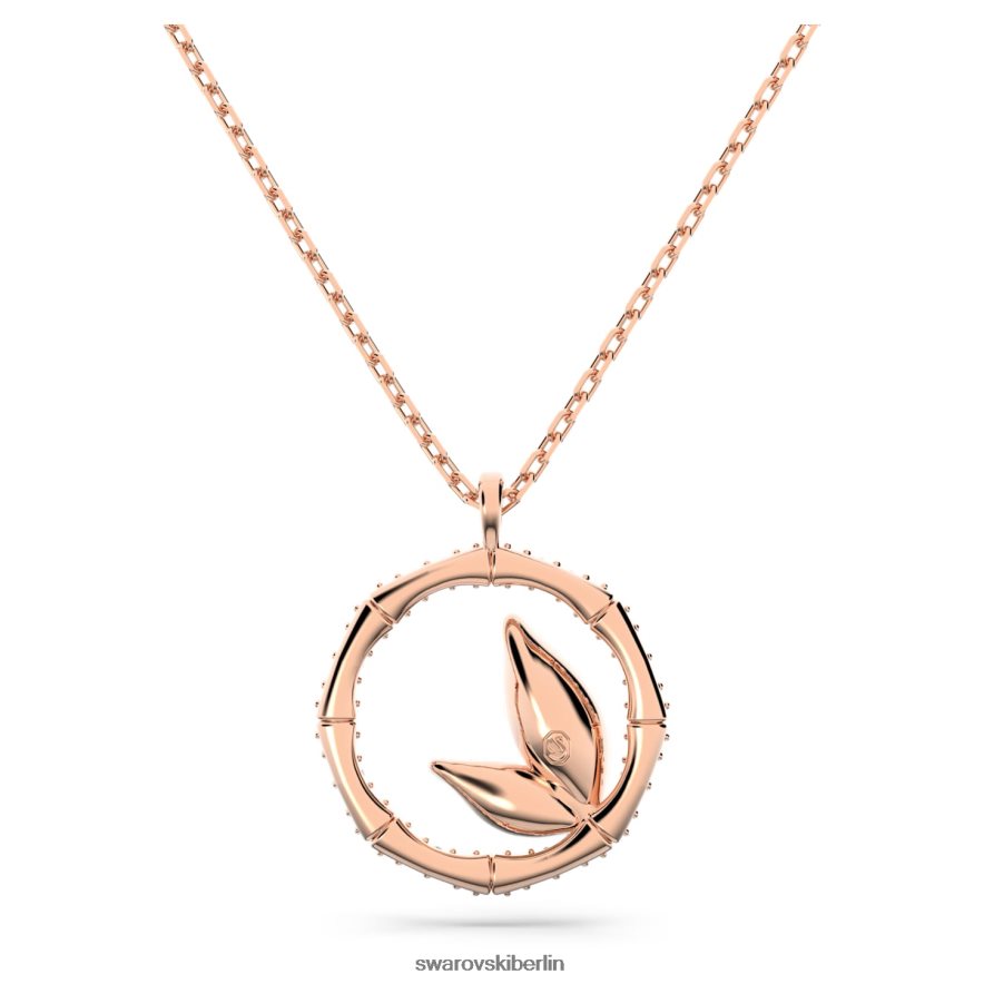 Swarovski Dellium-Halskette runde Form, Bambus, weiß, rosévergoldet Schmuck HLT44896