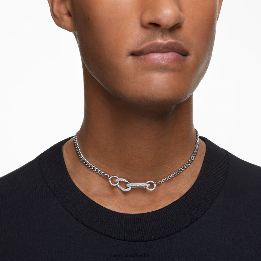 Swarovski Dextera-Halskette Pavé, gemischte Glieder, weiß, rhodiniert Schmuck HLT44833