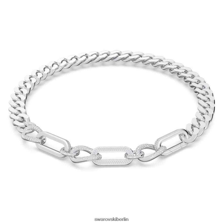 Swarovski Dextera-Halskette Statement, gemischte Glieder, weiß, rhodiniert Schmuck HLT44837
