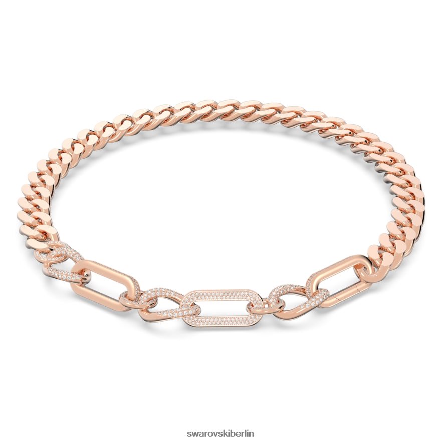 Swarovski Dextera-Halskette Statement, gemischte Glieder, weiß, rosévergoldet Schmuck HLT44844