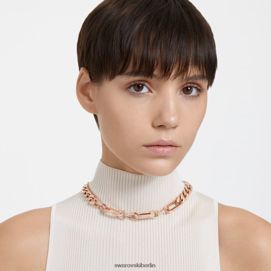 Swarovski Dextera-Halskette Statement, gemischte Glieder, weiß, rosévergoldet Schmuck HLT44844