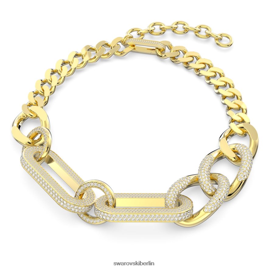 Swarovski Dextera-Halskette Statement, gemischte Glieder, weiß, vergoldet Schmuck HLT44811